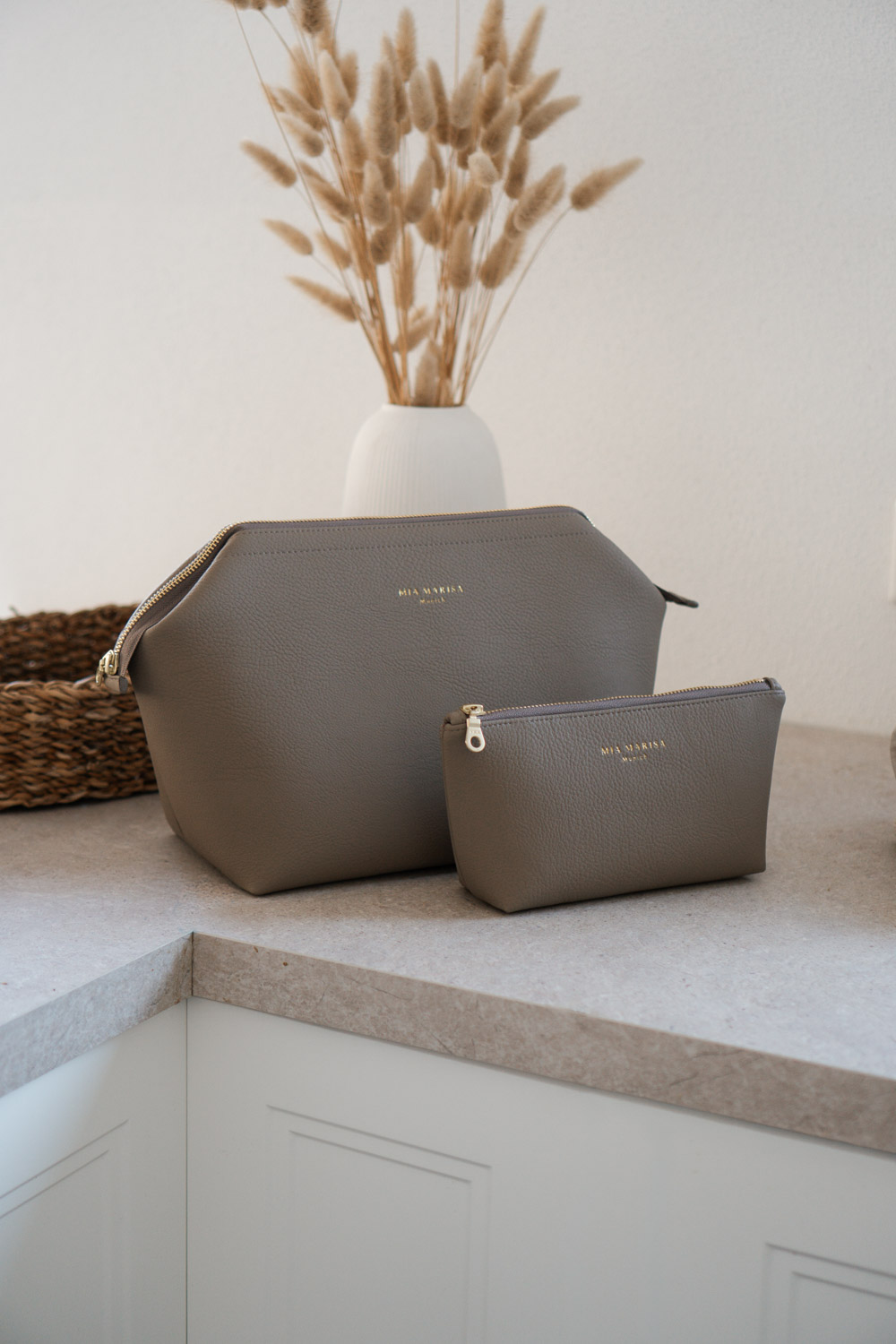 Geschenkset für Frauen – taupe Kosmetiktaschen