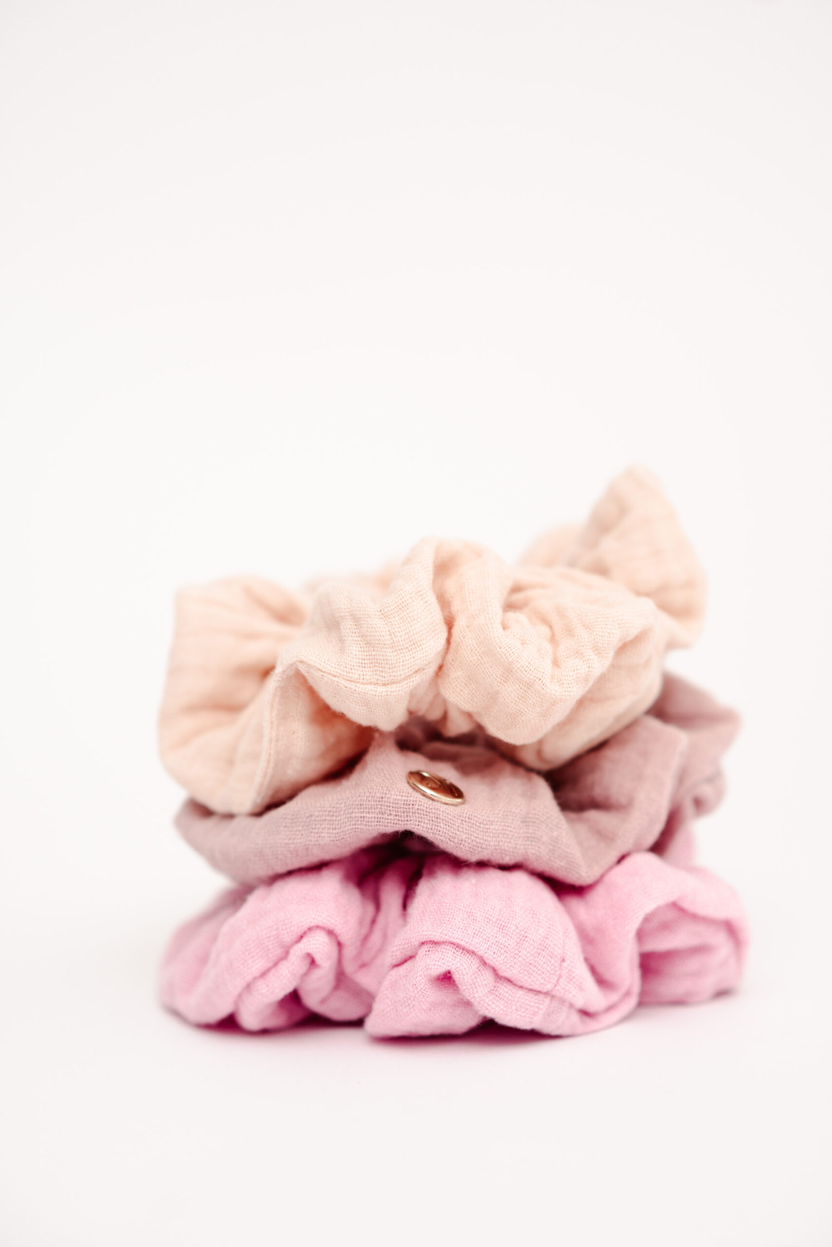Gift idea for women scrunchie set muslin pink pink beige